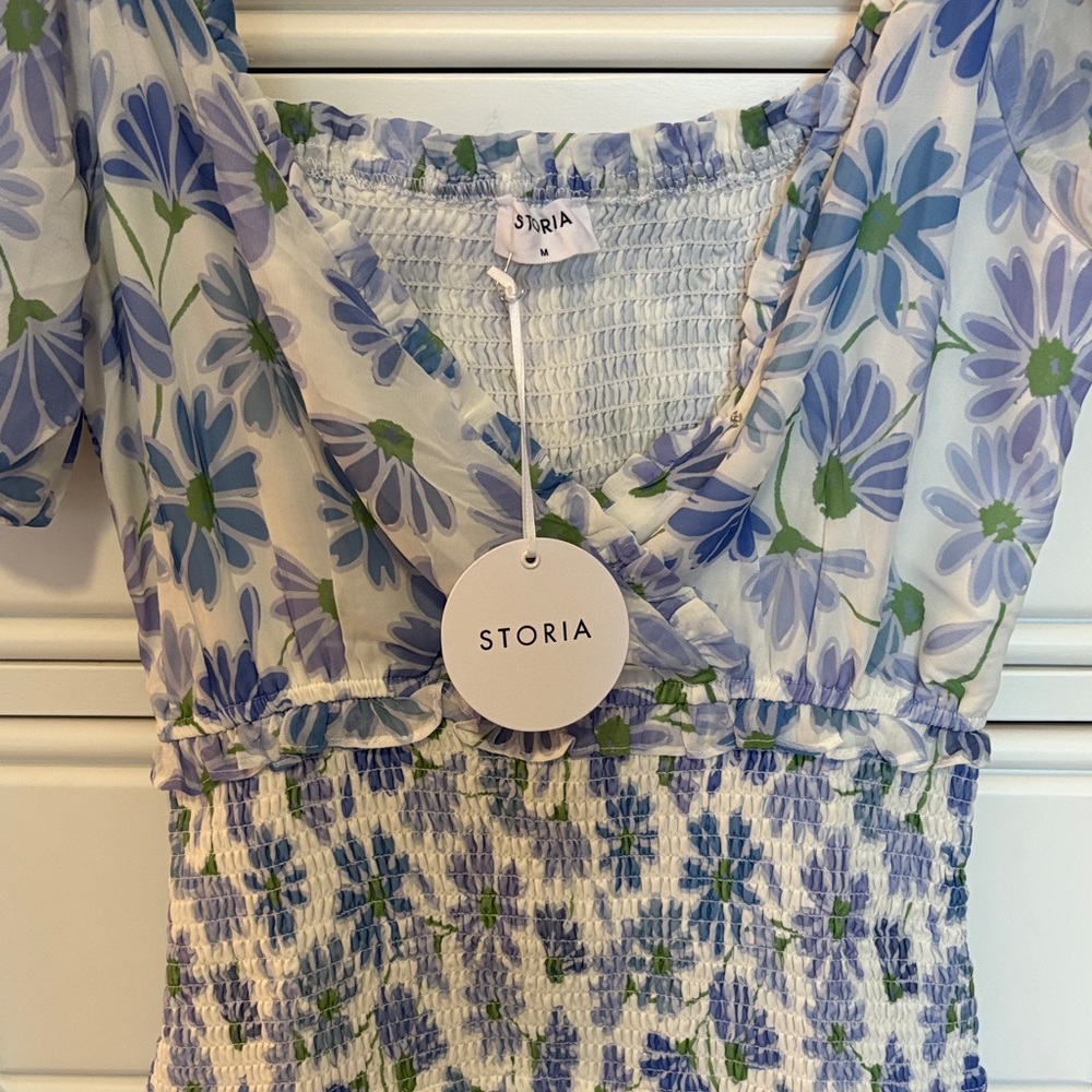 NWT- Storia Floral Dress with Blue and Green Hues